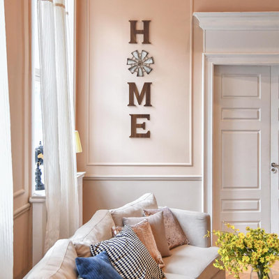 Farmhouse Wooden Home Sign With Metal Windmill