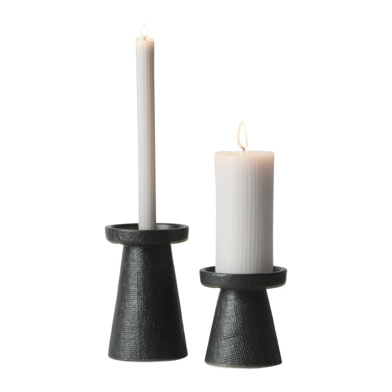 Stoneware Tabletop Candlestick, Black