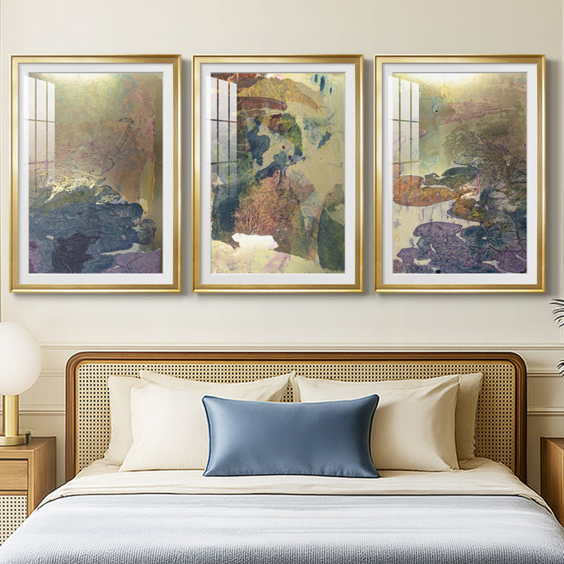 «Monet's Landscape I», reproduction sur mesure encadrée de qualité supérieure - 3 pièces, H 27 po x l 39 po