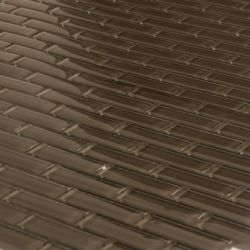 11.9"X 11.9" Polished Glass Brick Tile, Ash Gray