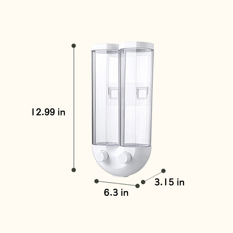 Dry Food Dispenser Wall Mounted 2 Grid, White
