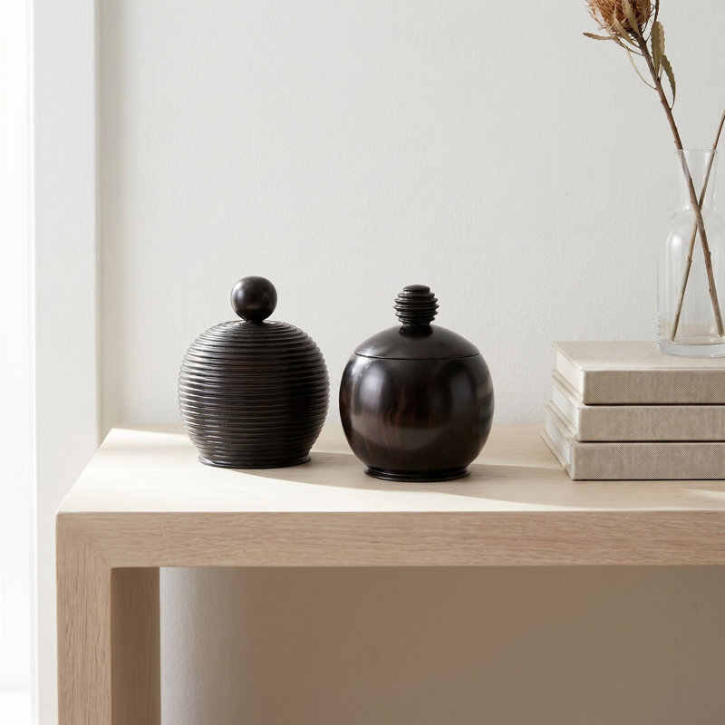 Ebony Wood Collection Wood Jar, Style Two