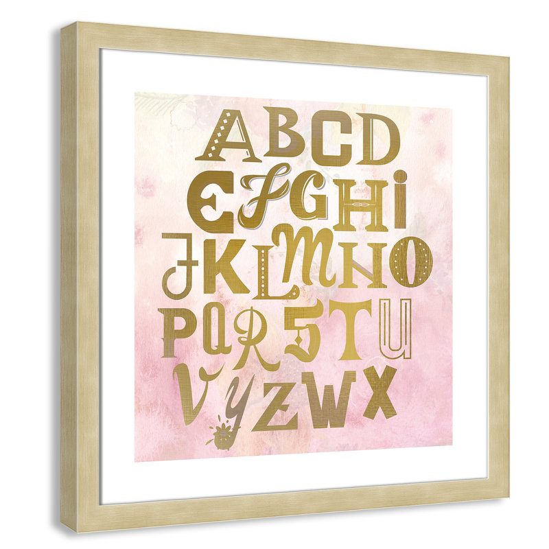 Abc Pink ', impression sur papier, Encadré plat champagne, H 22,5 po x l 22,5 po x P 0,6 po