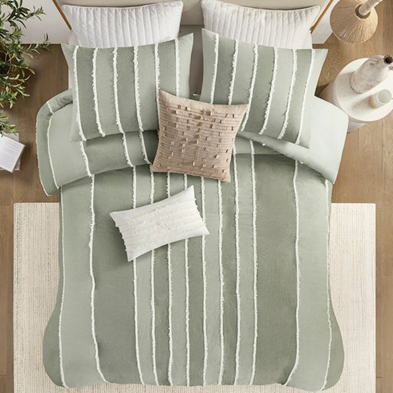 Housse de couette très grand / très grand avec motif rayé en coton et attaches intérieures pour les lits