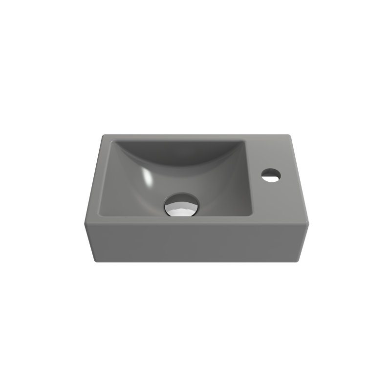 BOCCHI Milano 9.06'' Fireclay Rectangular Bathroom Sink, Matte Grey