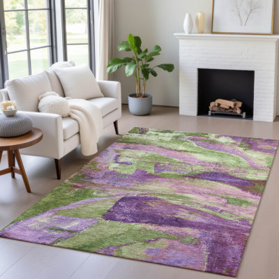 Tapis mauve lavable à la machine intérieur / extérieur Xhevrie