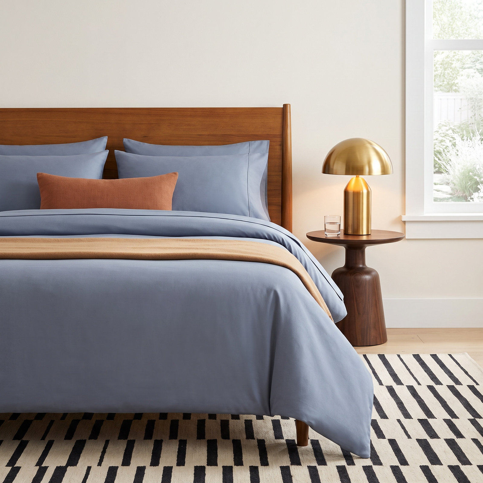 Organic Earth Cotton Comforter Set, King Duvet Cover + 2 King Shams, Light Blue