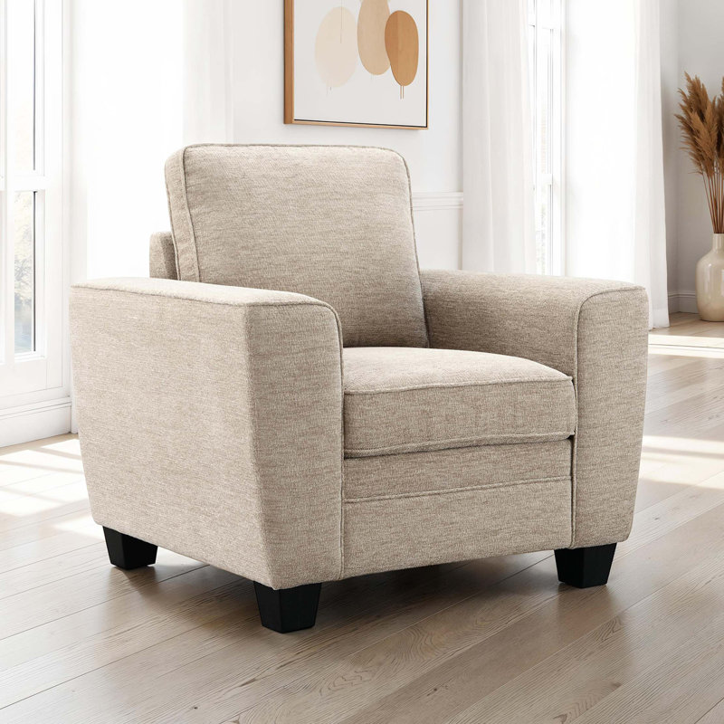Fauteuil d'appoint de style transitionnel avec accoudoirs fuselés 1 pièce, Taupe