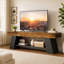 Meuble télé 63 po pour téléviseur 55/65/70 po, console média industrielle avec tablette de rangement ouverte