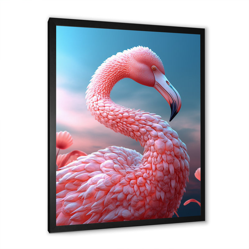 «Pink Flamino», photographie sur toile encadrée, Cadre photo noir, H 20 po x l 12 po x P 1 po