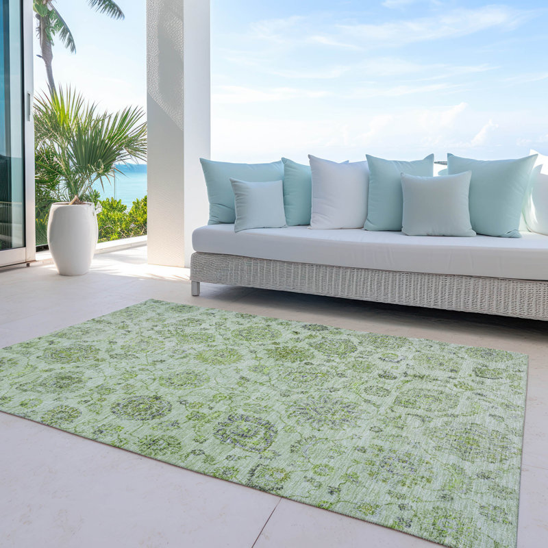 Tapis intérieur / extérieur Xhevrie lavable à la machine, Rectangle 9 pi x 12 pi