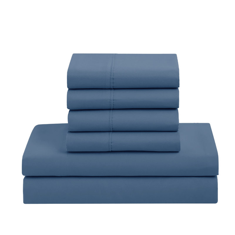 All Season Bed-in-A-Bag 5pc/7pc Solid Color Comforter & Sheet Set Ultra Soft Bedding by Sweet Home Collection, Denim