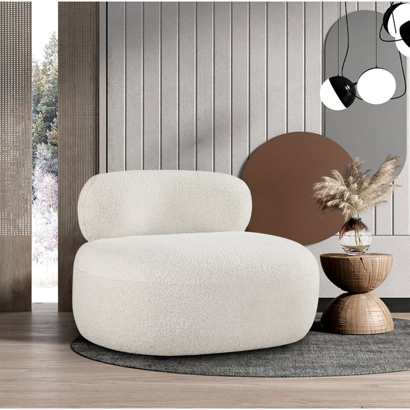 Chaise d'appoint Ishi CAL117, Tissu crème bouclé