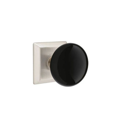 Emtek Privacy Interior Mortise Set w/ Quincy Rosette & Ebony Porcelain Knob (LH)