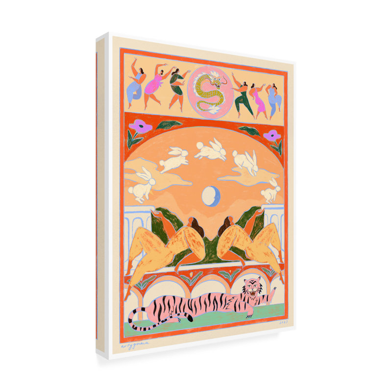Lapin saute par-dessus la lune sur toile, H 24 po x l 18 po x P 2 po