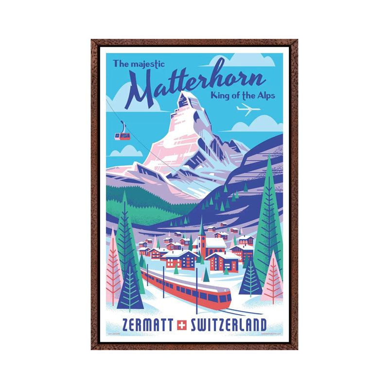 Matterhorn Switzerland Travel by Jim Zahniser - Print on Canvas, 101.6cm H x 66.04cm W x 3.81cm D, Classic Brown Wood Framed