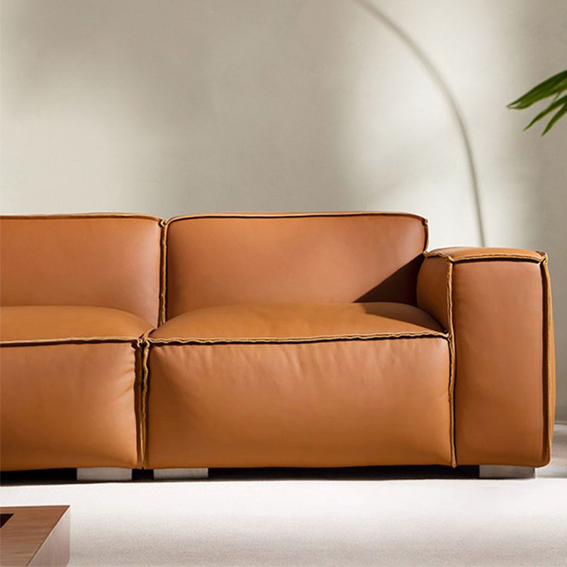 Orange Genuine Leather Modular Sofa cushion couch