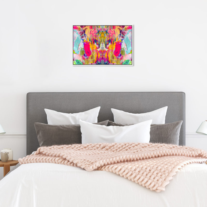 Symétrie - peinture sur toile à cadre flottant, H 16 po x l 24 po, Cadre flottant blanc