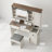 42" Farmhouse Vanity – Sliding LED Mirror, Glass-Top Display, 4 Drawers + 2 Cabinets, Built-In Charging Station, Side Hooks & Cup Holder-734152882