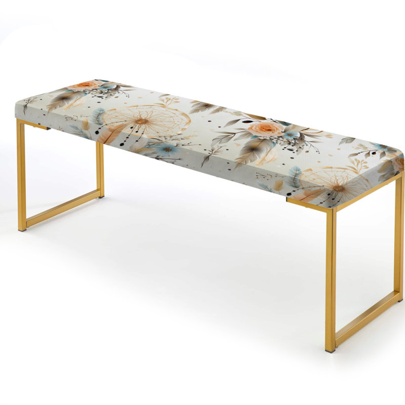 Dreamcatchers Boho Pattern - Boho Upholstered Gold Bench