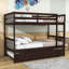 Lit superposé simple au-dessus de simple en bois avec lit gigogne et garde-corps Kelula-1713468077