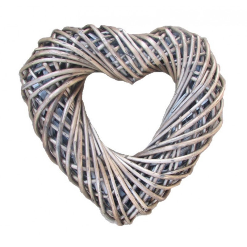 Wicker Heart Shaped Wreath, 30cm H x 30cm W x 8cm D
