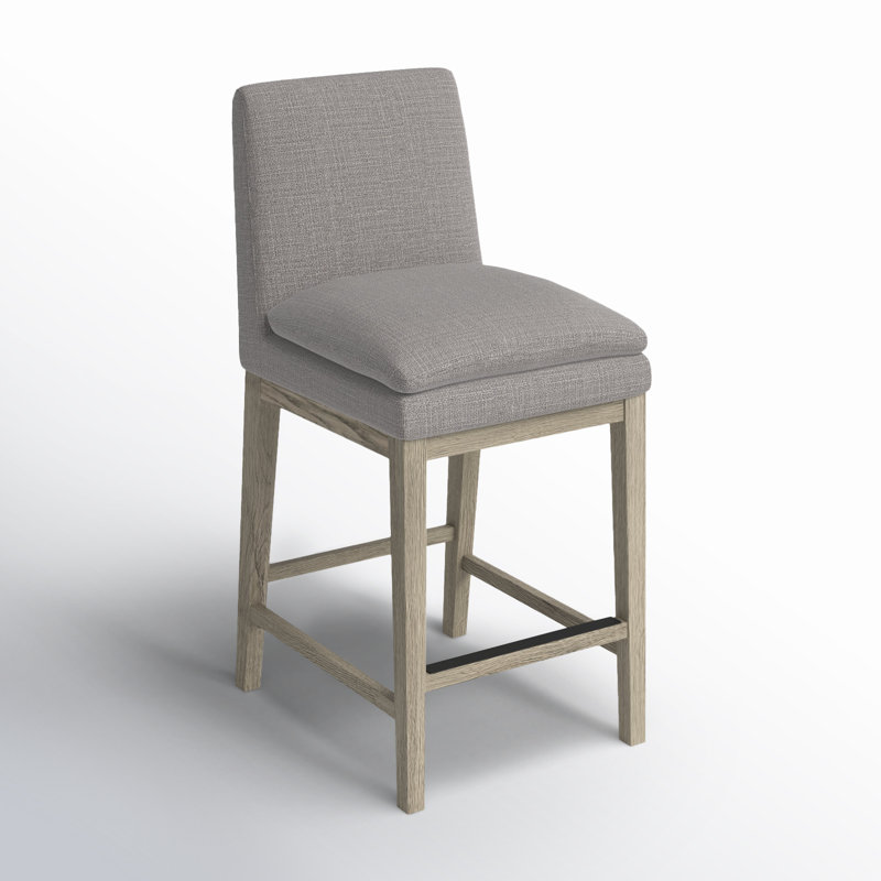 Tabouret de comptoir rembourré Bethea, Lin performance Effie Flint, Gris délavé