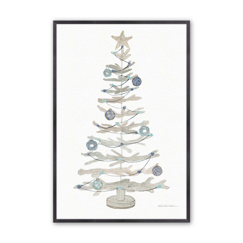 Imprimé d'arbre de Noël Sea Breeze, Cadre en zinc patiné, H 15,25 po x l 12,25 po x P 1,25 po