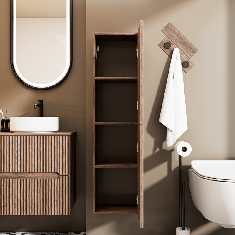 PERLA 130 cm Tall Bathroom Cabinet, , Warmia Walnut