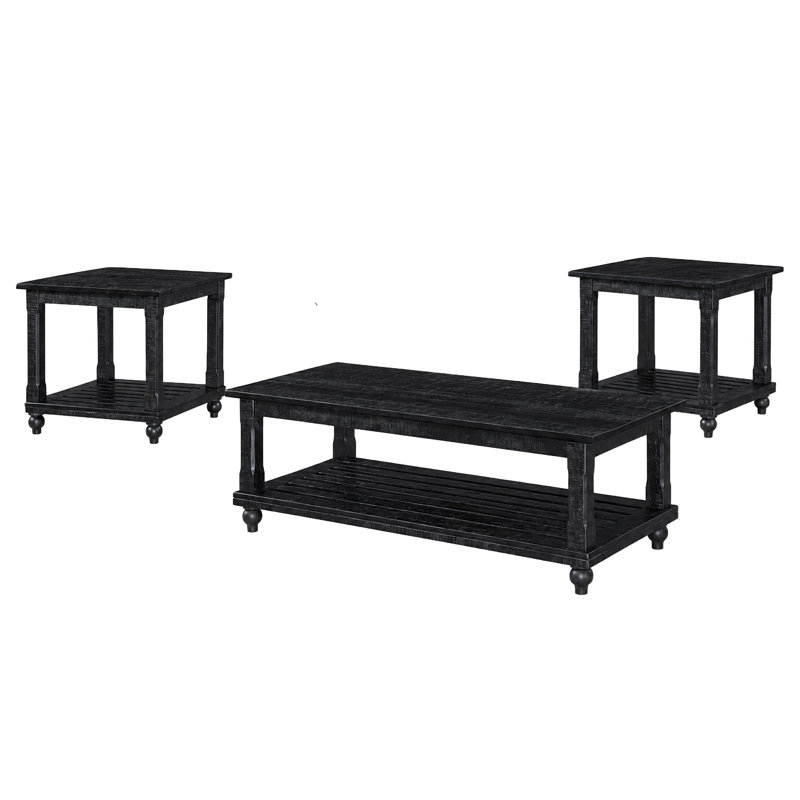Ensemble de tables d'appoint en bois 3 pièces Cade, Black