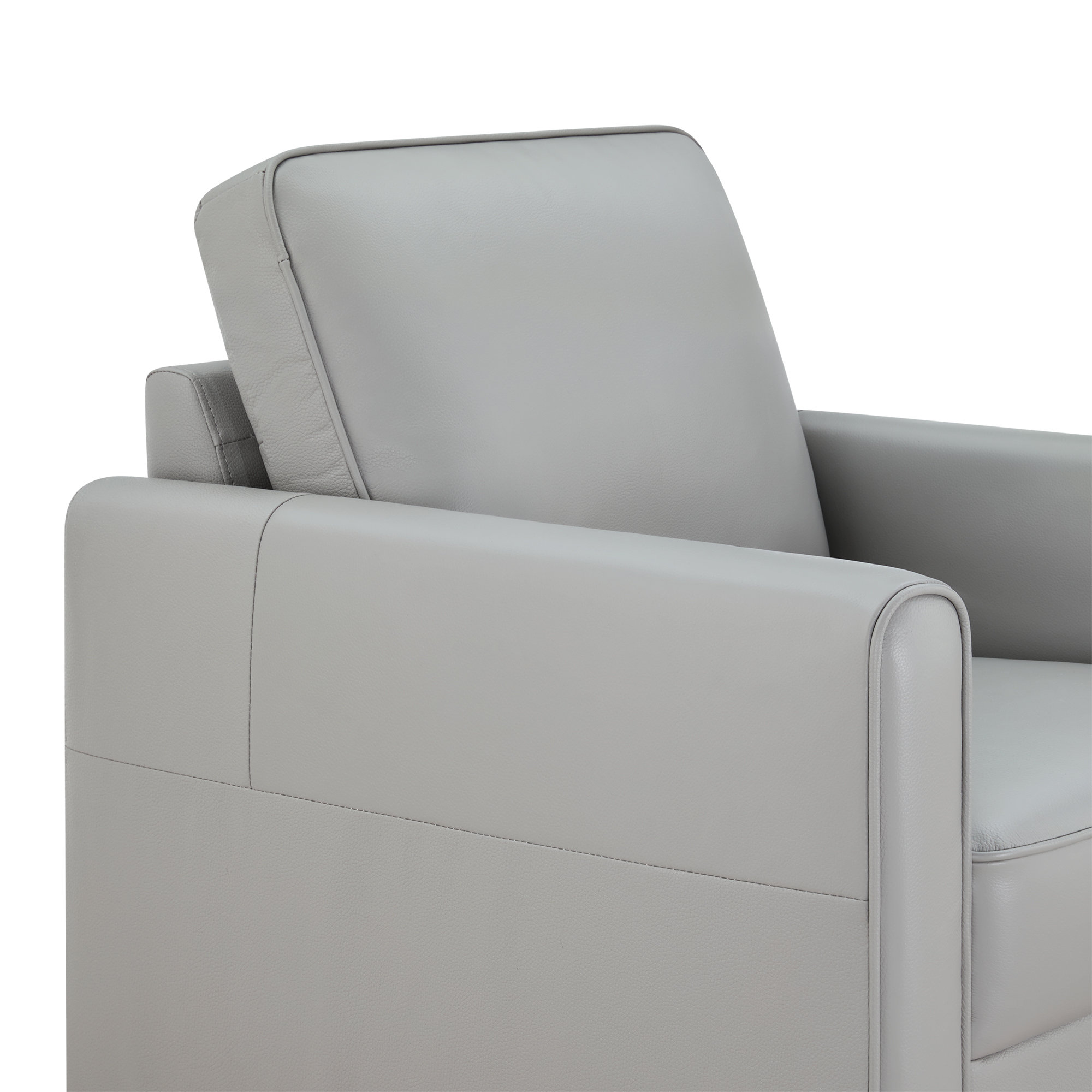 Genuine Leather Swivel Accent Chair, Light Gray