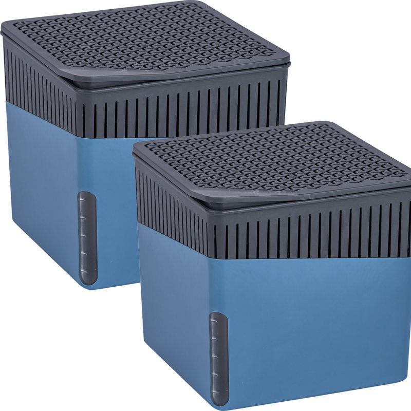 WENKO dehumidifier Mod. Cube, 500g, set of 2, for rooms up to approx. 40m³, 13cm H x 13cm W x 13cm D,  Blue