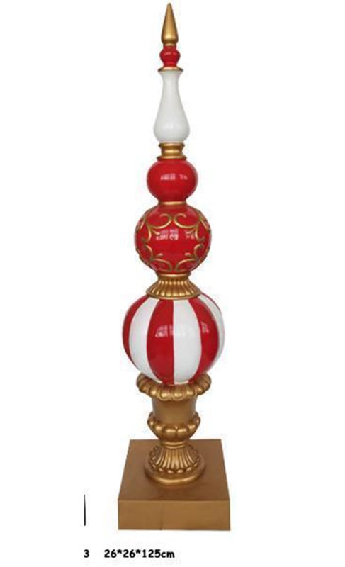 Ball Finial Commercial Size Christmas Decoration 48" - Gold And White, Gold/Red/White