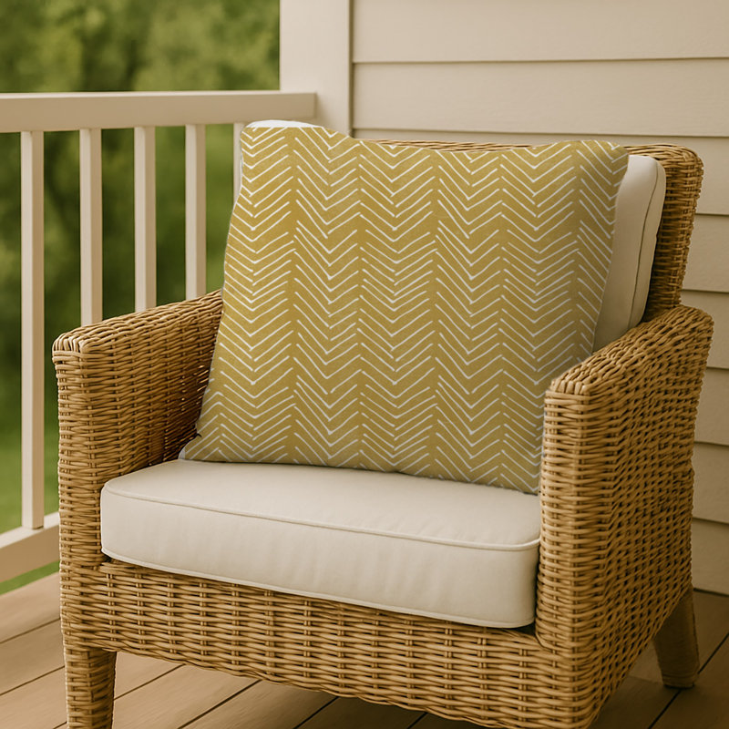Chevron Outdoor Reversible Throw Pillow, Yellow, 20" x 20"