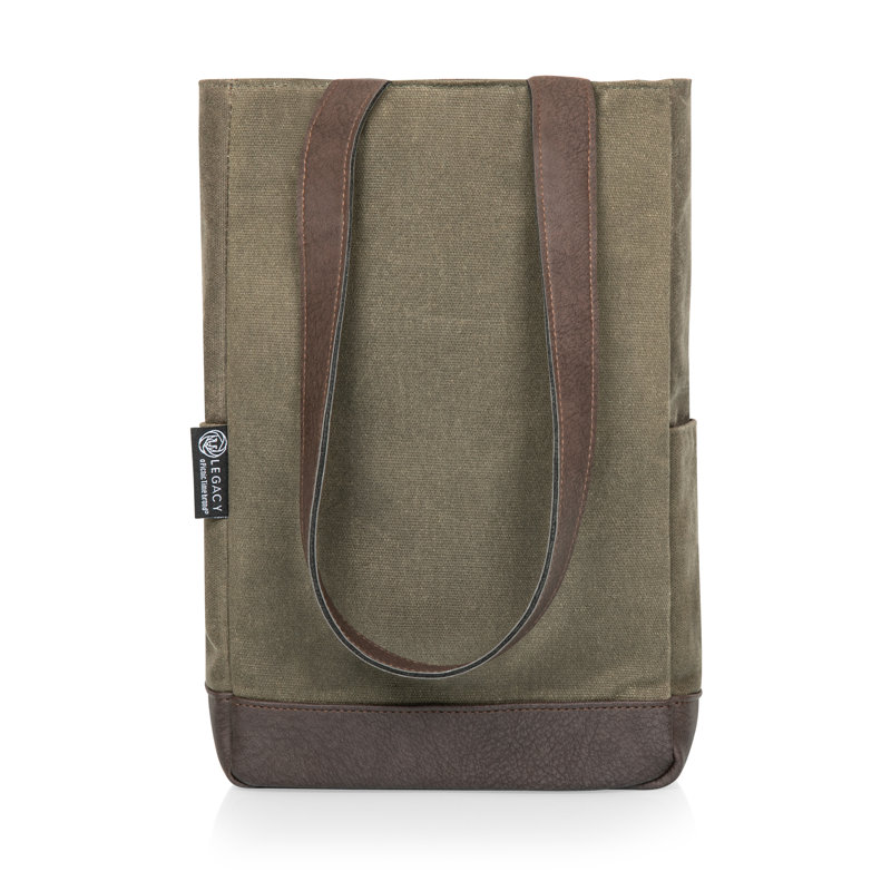 Sac fourre-tout à vin en toile cirée et patinée, H 12 po x l 7,5 po x P 3,5 po