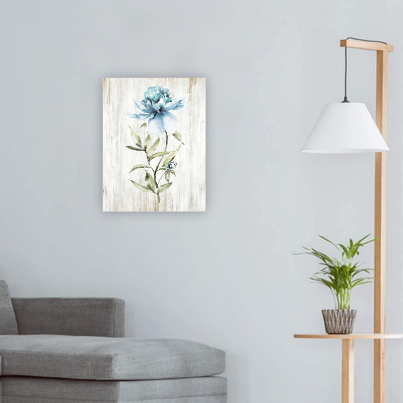 Décoration murale sur toile florale bleue 24 po x 18 po