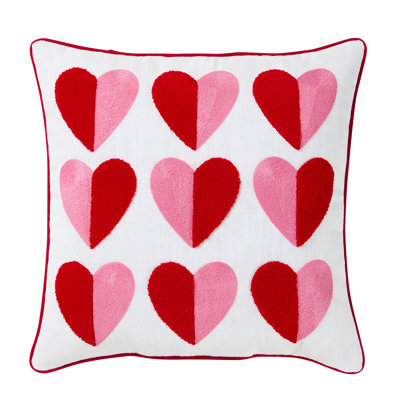 Hallmark 18" x 18" Multicolor Heart Cotton Slub Decorative Pillow