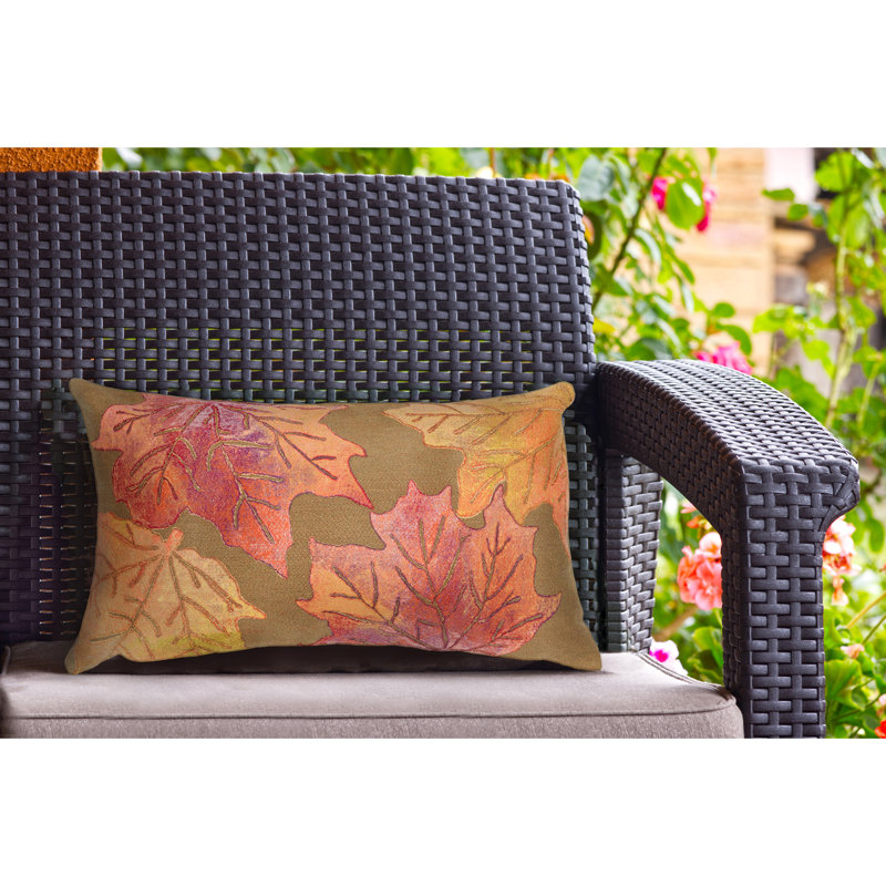 Visions IV Lumbar Rectangular Indoor / Outdoor Pillow, Caramel/Red/Orange