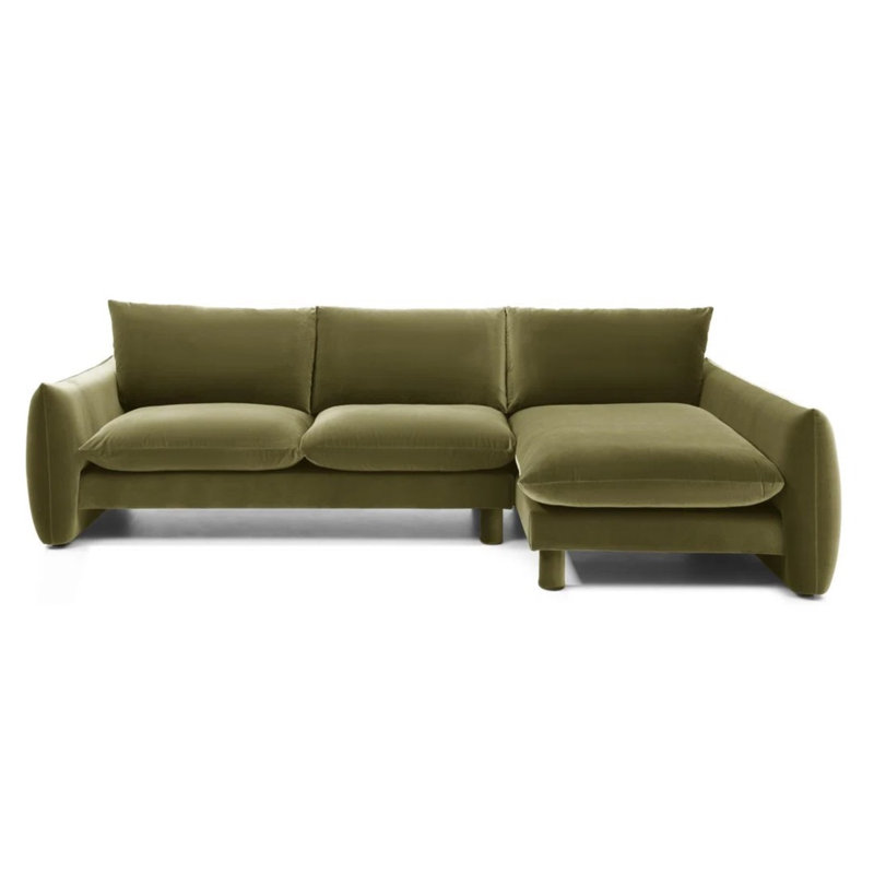 Canapé modulaire vert olive avec méridienne The Almond Wind, Vert