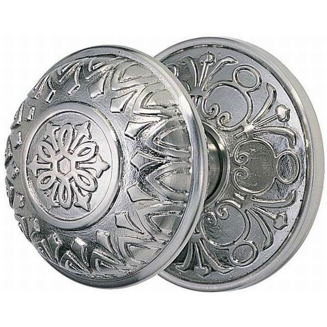 Passage Lancaster Knob with Lancaster Rose, Satin Nickel
