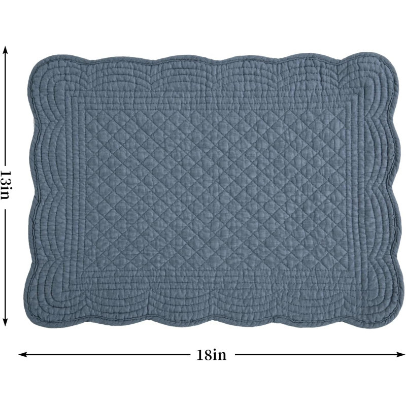 Ensemble de 4 napperons en coton lavables pour la cuisine, bleu marine, Marine