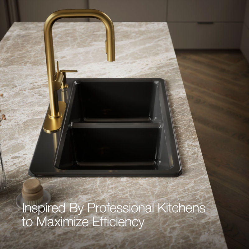 Riverby® 33" Top-Mount Double-Bowl Workstation Kitchen Sink, Black