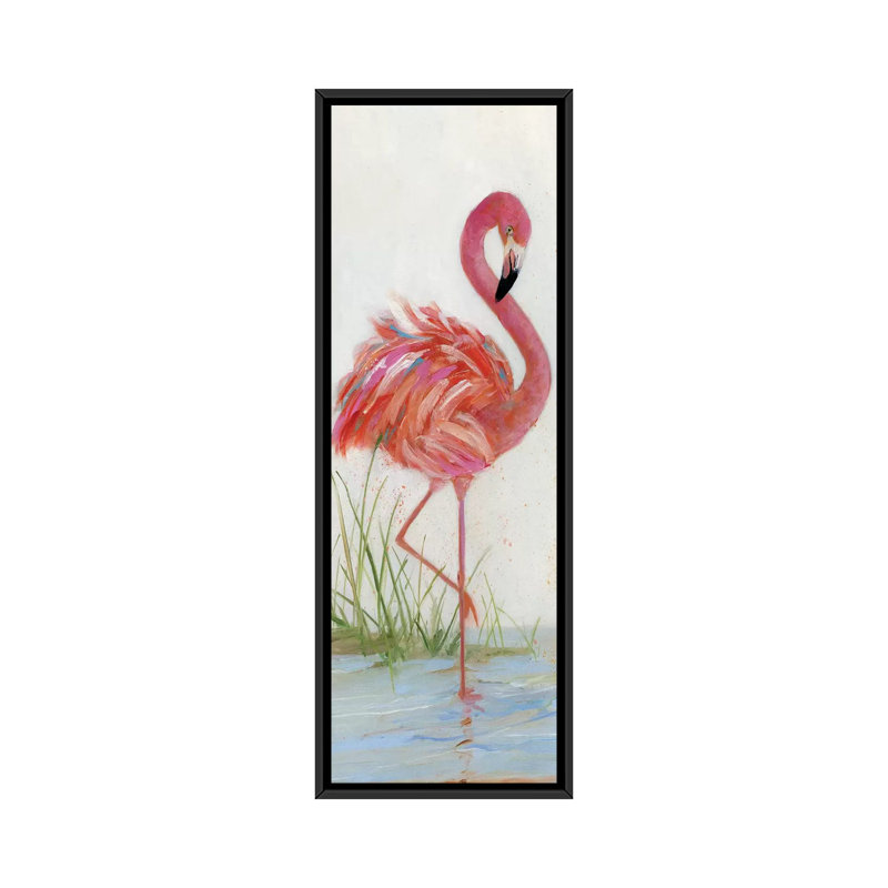 «Flamingo I», reproduction sur toile, H 36 po x l 12 po x P 1,5 po, Toile encadrée noire
