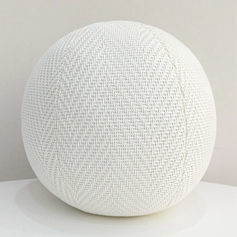 Round Decorative Throw Pillow, White
