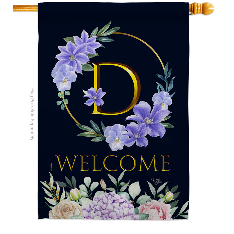 Drapeau de maison en polyester 40 x 28 po Welcome, D