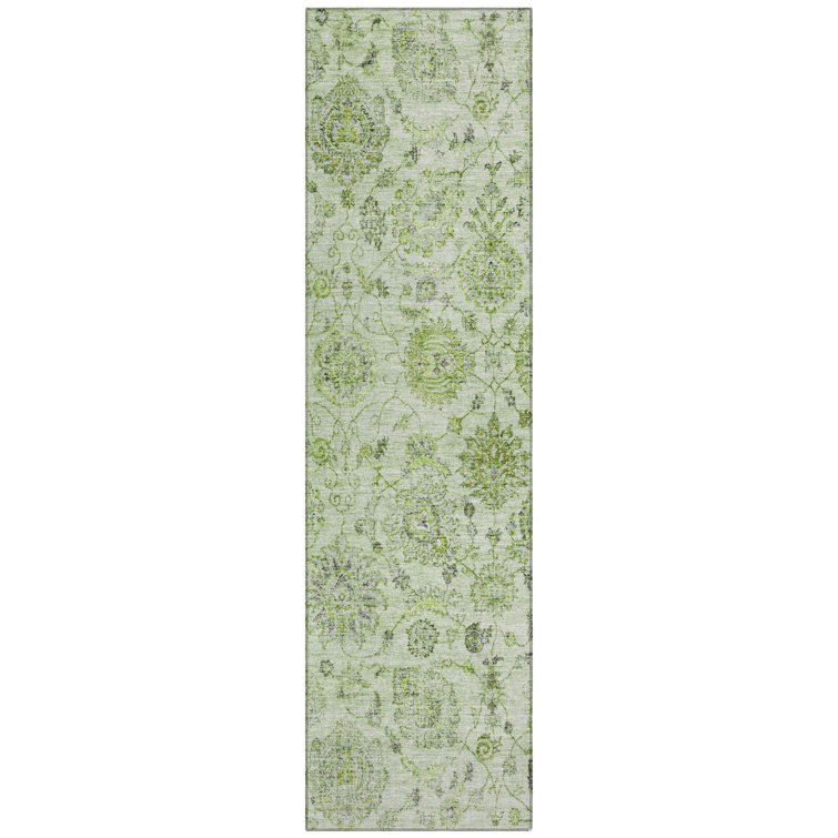 Machine Washable Indoor/Outdoor Xhevrie Aloe Rug