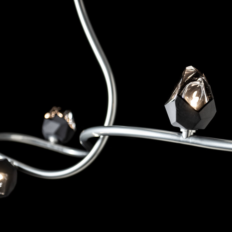 Glacier 3 - Light Unique/Statement Modern Linear Chandelier, Black, Sterling