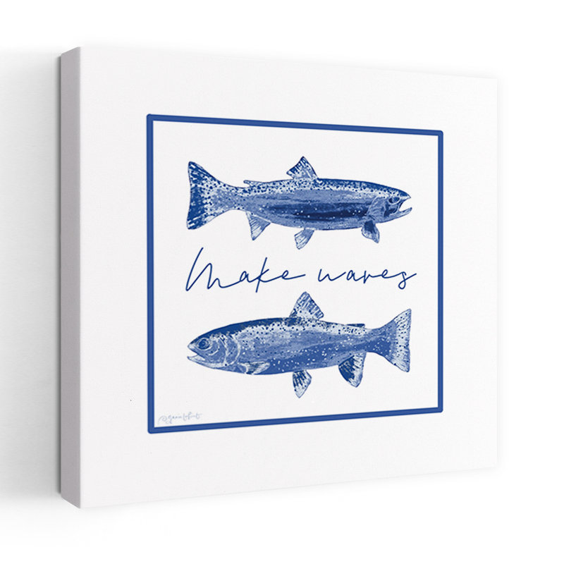 Make Waves Abstract Contemporary Fish Art, 36" H x 36" W