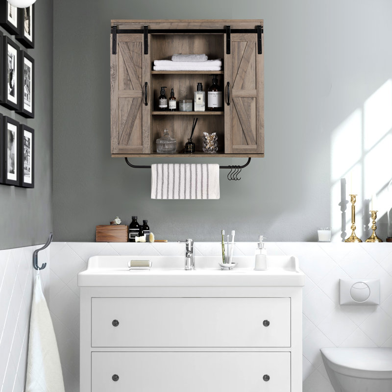 Latanisha 30.7"W Wall Cabinet Suitable, Washed Oak