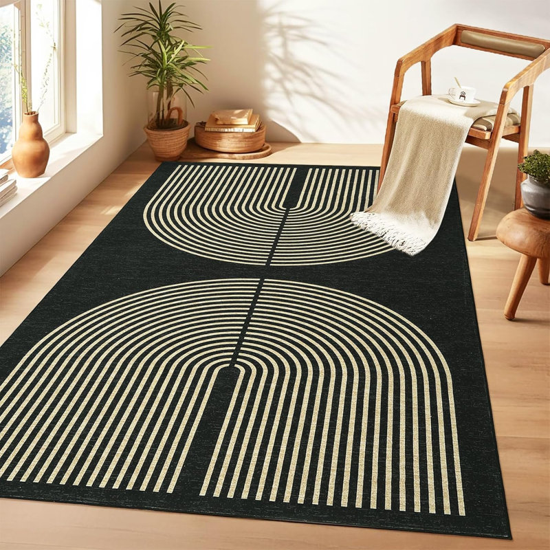 Tapis lavable moderne avec tapis antidérapant Modern, Rectangle 6 pi x 9 pi